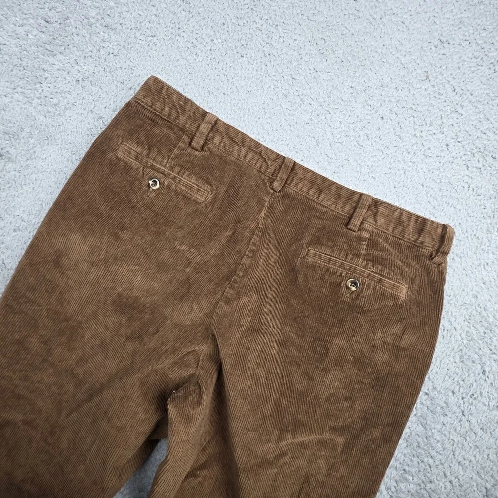 LL Bean Corduroy Pants Mens 38x29 Brown Comfort Waist Stretch Chino